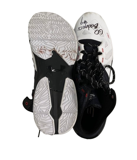 John Tonje Wisconsin Basketball Team Issued SIGNED & INSCRIBED Practice Worn Shoes (Size 15) - PHOTOMATCHED