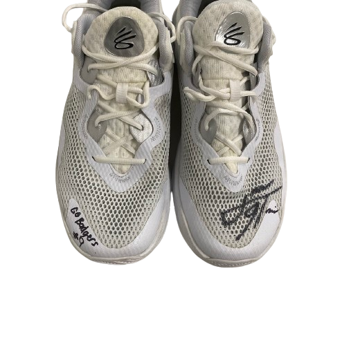 John Tonje Wisconsin Basketball Team Issued SIGNED & INSCRIBED Practice Worn Shoes (Size 15)