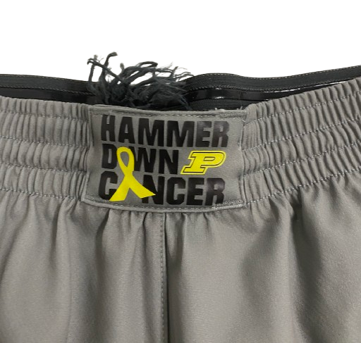 William Berg Purdue Basketball Player Exclusive "HAMMER DOWN CANCER" Game Shorts (Size XLT)