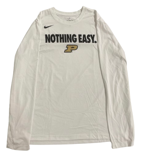 William Berg Purdue Basketball Team Issued "NOTHING EASY." 2025 NCAA Tournament Pre-Game Warm-Up / Bench Long Sleeve Shirt (Size XXL)