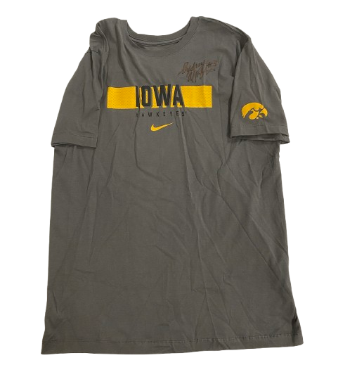 Sydney Affolter Iowa Basketball SIGNED Team Issued Workout Shirt (Size M)