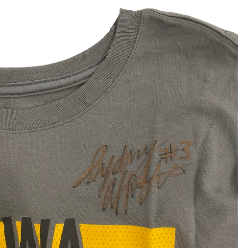 Sydney Affolter Iowa Basketball SIGNED Team Issued Workout Shirt (Size M)