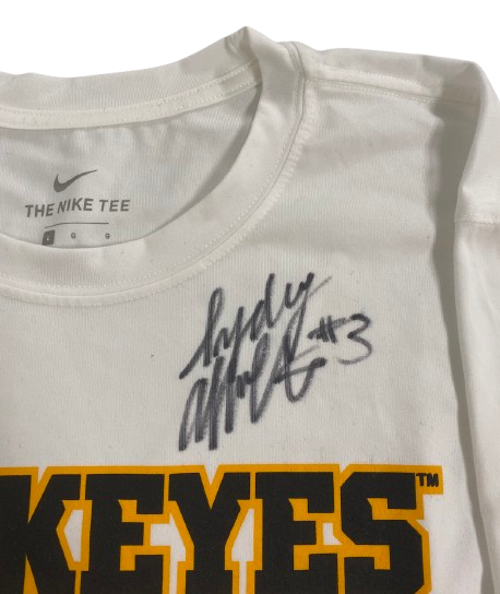 Sydney Affolter Iowa Basketball SIGNED Team Issued "HAWKEYE ENERGY" 2024 Pre-Game Warm-Up / Bench Long Sleeve Shirt (Size L) - PHOTOMATCHED