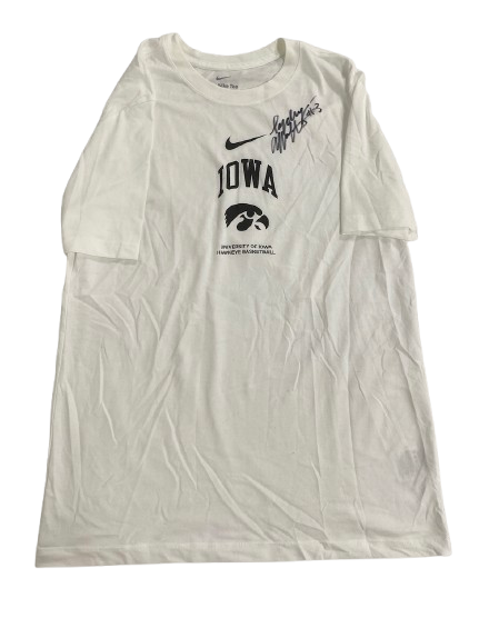 Sydney Affolter Iowa Basketball SIGNED Team Issued Workout Shirt (Size M)