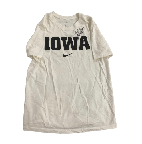 Sydney Affolter Iowa Basketball SIGNED Team Issued Workout Shirt (Size M)