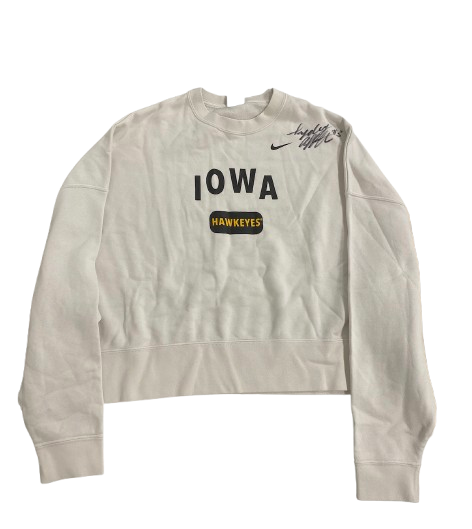 Sydney Affolter Iowa Basketball SIGNED Team Issued Crewneck Crop Sweatshirt (Size Women&