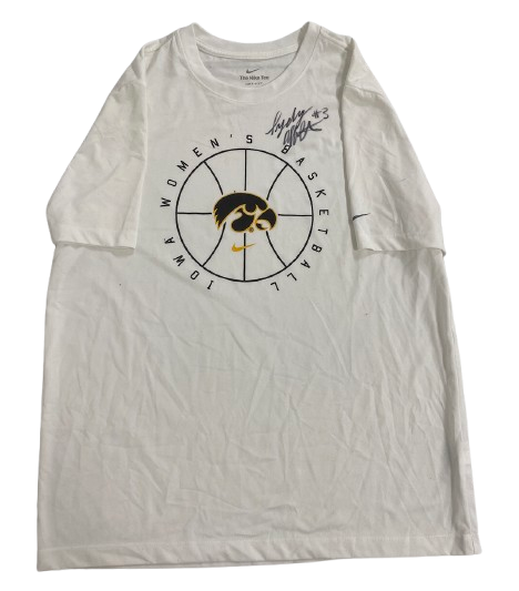 Sydney Affolter Iowa Basketball SIGNED Team Issued Workout Shirt (Size L)
