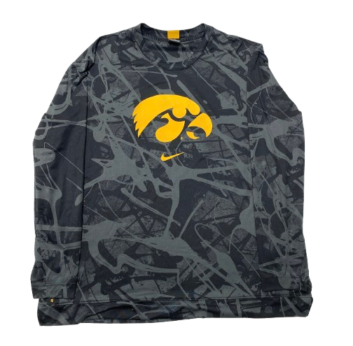 Payton Sandfort Iowa Basketball Player Exclusive Pre-Game Warm-Up Long Sleeve Shooting Shirt (Size XL)