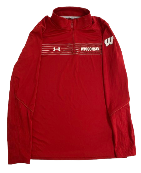 Quincy Burroughs Wisconsin Football Team Issued Quarter-Zip Pullover (Size L)
