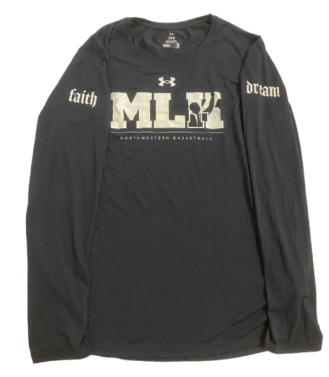 Ty Berry Northwestern Basketball Player Exclusive "MLK" Pre-Game Warm-Up Long Sleeve Shooting Shirt with Player Tag (Size L)