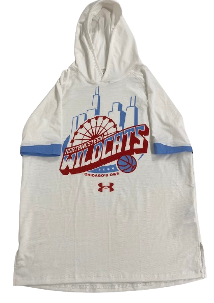 Ty Berry Northwestern Basketball Player Exclusive Pre-Game Warm-Up "Alternate Jersey" Short-Sleeve Hoodie with Player Tag (Size L)