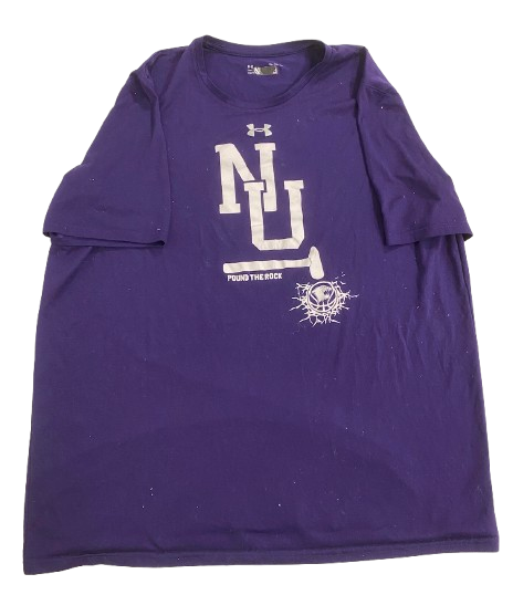 Ty Berry Northwestern Basketball Player Exclusive "POUND THE ROCK" Workout Shirt (Size XL)