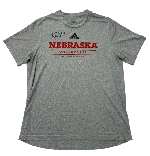 Leyla Blackwell Nebraska Volleyball SIGNED Player Exclusive "NEBRASKA VOLLEYBALL" Practice Shirt (Size L)