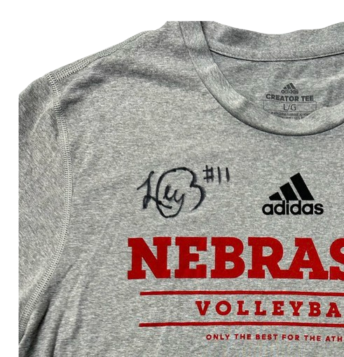 Leyla Blackwell Nebraska Volleyball SIGNED Player Exclusive "NEBRASKA VOLLEYBALL" Practice Shirt (Size L)