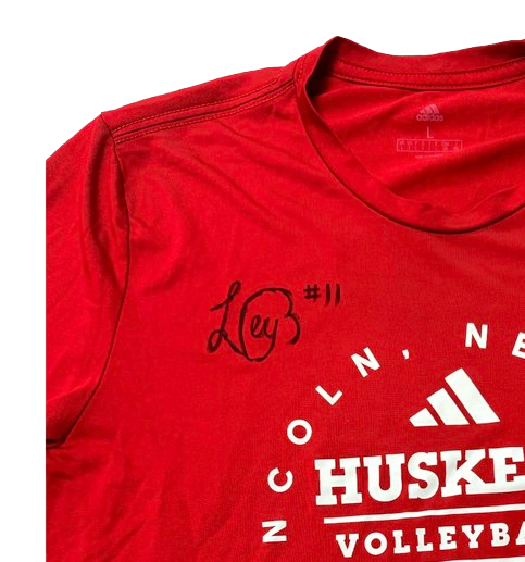 Leyla Blackwell Nebraska Volleyball SIGNED Player Exclusive "HUSKERS VOLLEYBALL" Practice Shirt (Size L)