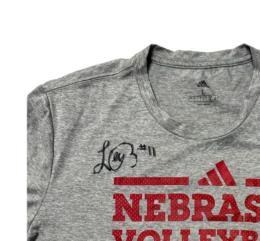 Leyla Blackwell Nebraska Volleyball SIGNED Player Exclusive "NEBRASKA VOLLEYBALL" Practice Shirt (Size L)