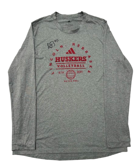 Leyla Blackwell Nebraska Volleyball SIGNED Player Exclusive "HUSKERS VOLLEYBALL" Long Sleeve Shirt (Size L)
