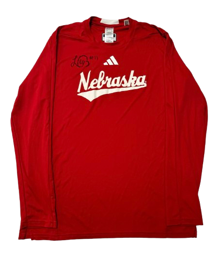 Leyla Blackwell Nebraska Volleyball SIGNED Player Exclusive Pre-Game Warm-Up Long Sleeve Shirt (Size L)