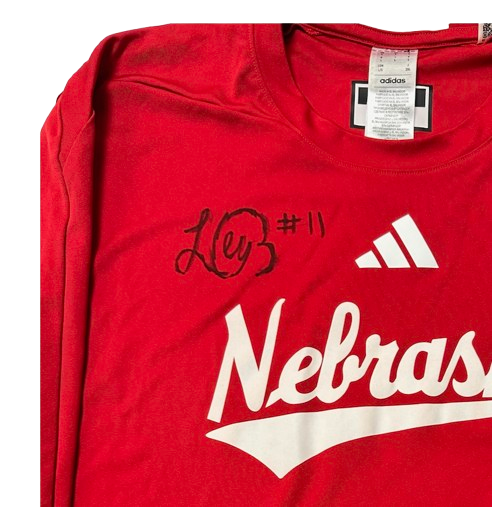 Leyla Blackwell Nebraska Volleyball SIGNED Player Exclusive Pre-Game Warm-Up Long Sleeve Shirt (Size L)