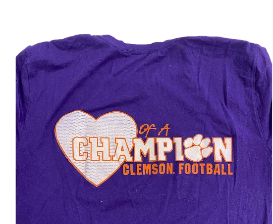 Hamp Greene Clemson Football Player Exclusive "EYE OF THE TIGER / HEART OF A CHAMPION" Workout Shirt (Size L)