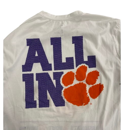 Hamp Greene Clemson Football Player Exclusive "PASSIONATE ABOUT WINNING (PAW) / ALL IN" Long Sleeve Workout Shirt (Size L)