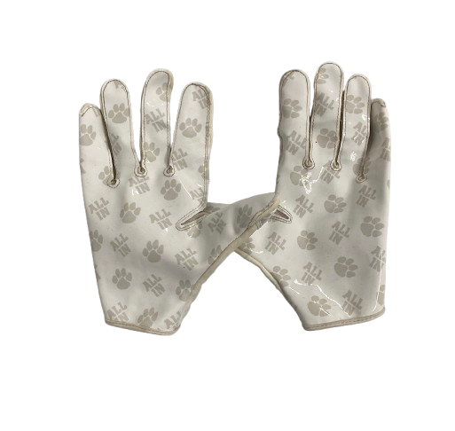 Hamp Greene Clemson Football Player Exclusive "White Out" Gloves (Size L)