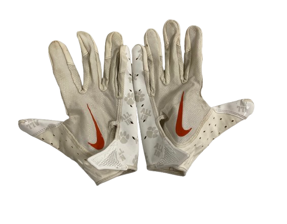 Hamp Greene Clemson Football Player Exclusive "White Out" Gloves (Size L)