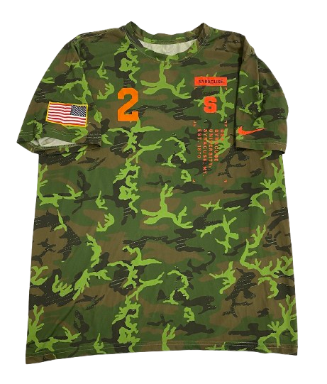 Trebor Pena Syracuse Football Player Exclusive Camo Workout Shirt with 