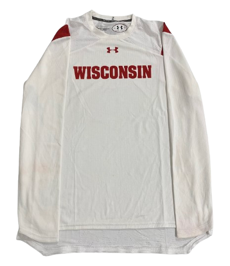 Aleem Ford Wisconsin Basketball Player Exclusive Pre-Game Warm-Up Long Sleeve Shooting Shirt (Size XL)