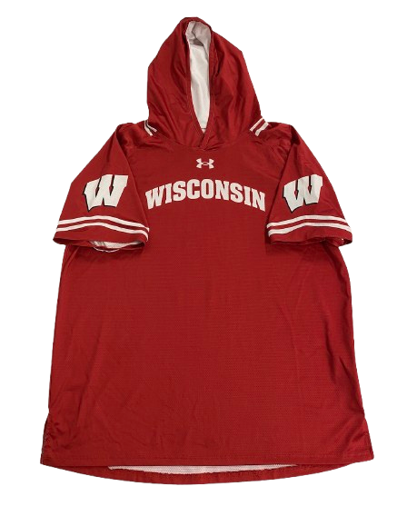Steven Crowl Wisconsin Basketball Player Exclusive Pre-Game Warm-Up Short Sleeve Hoodie (Size XXL)