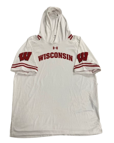 Steven Crowl Wisconsin Basketball Player Exclusive Pre-Game Warm-Up Short Sleeve Hoodie (Size XXL)