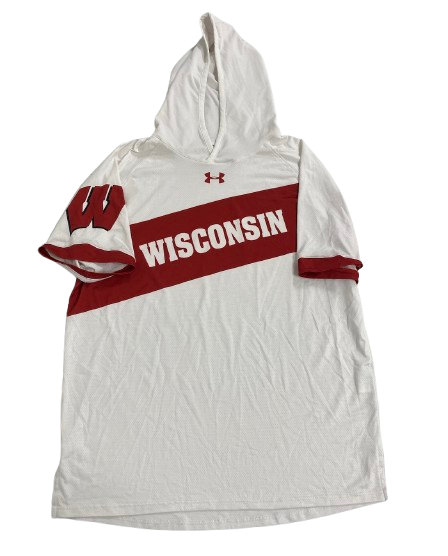 Steven Crowl Wisconsin Basketball Player Exclusive Pre-Game Warm-Up Short Sleeve Hoodie (Size XL)