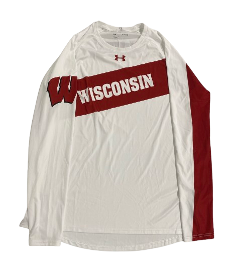 Steven Crowl Wisconsin Basketball Player Exclusive 2020 Pre-Game Warm-Up Long Sleeve Shooting Shirt (Size XL)