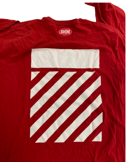 Steven Crowl Wisconsin Basketball Player Exclusive "OFF-WHITE Virgil Abloh" Black History Month Pre-Game Warm-Up Long Sleeve Shooting Shirt (Size XL) *RARE*