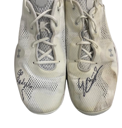 Steven Crowl Wisconsin Basketball Signed & Inscribed "Go Badgers" Game Worn Shoes (Size 15)