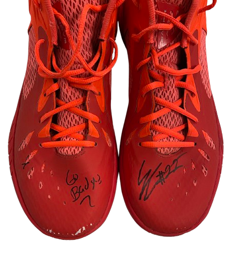 Steven Crowl Wisconsin Basketball Signed & Inscribed "Go Badgers" Game Worn Shoes (Size 14)