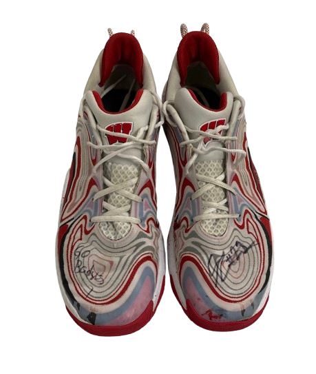 Steven Crowl Wisconsin Basketball Signed & Inscribed "Go Badgers" Game Worn Shoes (Size 15)