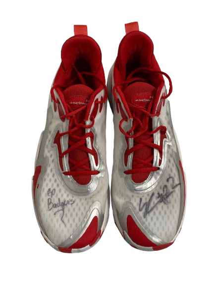 Steven Crowl Wisconsin Basketball Signed & Inscribed "Go Badgers" Game Worn Shoes (Size 15)