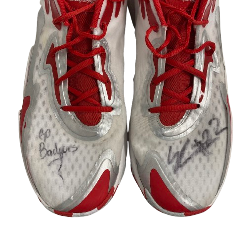 Steven Crowl Wisconsin Basketball Signed & Inscribed "Go Badgers" Game Worn Shoes (Size 15)