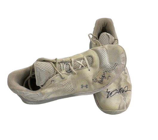 Steven Crowl Wisconsin Basketball Signed & Inscribed "Go Badgers" Game Worn Shoes (Size 15)