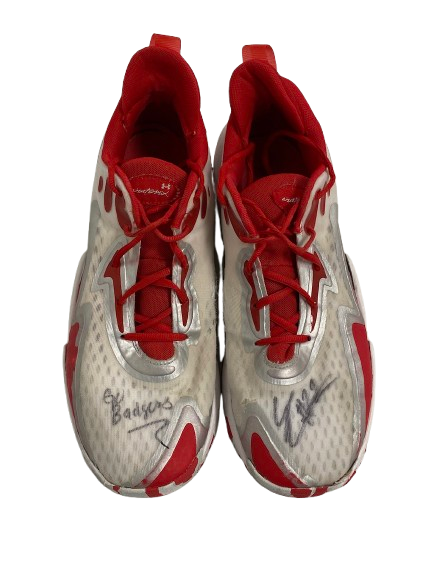 Steven Crowl Wisconsin Basketball Signed & Inscribed "Go Badgers" Game Worn Shoes (Size 15)