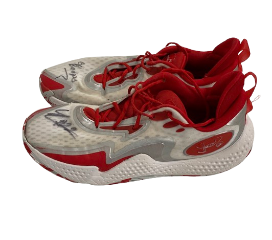 Steven Crowl Wisconsin Basketball Signed & Inscribed "Go Badgers" Game Worn Shoes (Size 15)