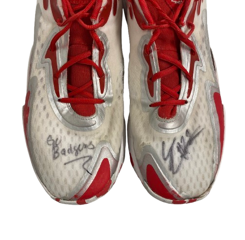 Steven Crowl Wisconsin Basketball Signed & Inscribed "Go Badgers" Game Worn Shoes (Size 15)