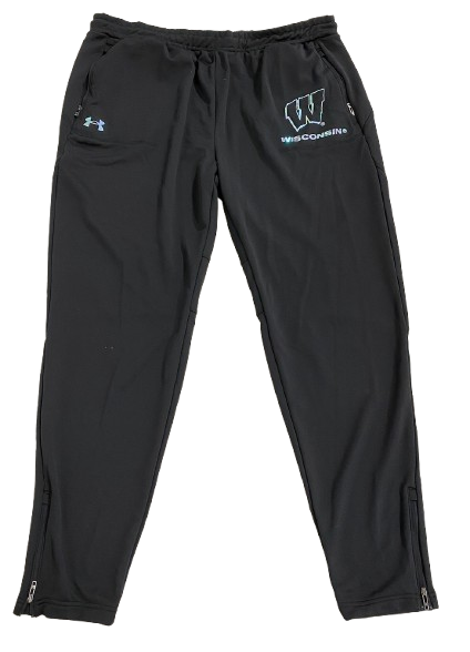 Steven Crowl Wisconsin Basketball Team Issued Sweatpants with Reflective Logo (Size XXL)