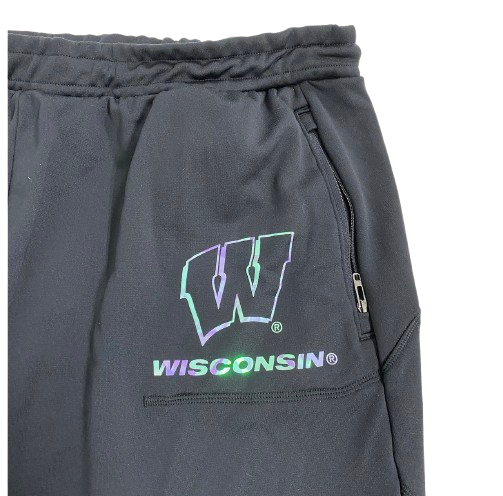 Steven Crowl Wisconsin Basketball Team Issued Sweatpants with Reflective Logo (Size XXL)