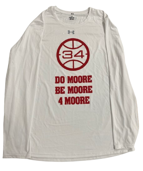 Steven Crowl Wisconsin Basketball Player Exclusive "DO MOORE, BE MOORE, 4 MOORE" Pre-Game Warm-Up Long Sleeve Shooting Shirt (Size XXL) - Honoring Coach Howard Moore