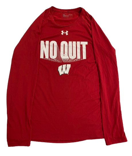 Steven Crowl Wisconsin Basketball Player Exclusive "NO QUIT" Pre-Game Warm-Up Long Sleeve Shooting Shirt (Size XL)