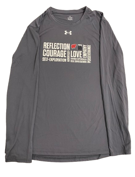 Steven Crowl Wisconsin Basketball Player Exclusive "POWER OF US" Pre-Game Warm-Up Long Sleeve Shooting Shirt (Size XL)