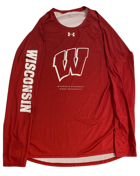 Steven Crowl Wisconsin Basketball Player Exclusive 2022 Pre-Game Warm-Up Long Sleeve Shooting Shirt (Size XXL)
