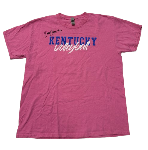 Emma Grome Kentucky Volleyball SIGNED Player Exclusive "Breast Cancer Awareness Match" Pre-Game Warm-Up Shirt (Size L)
